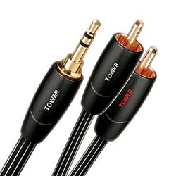 AudioQuest 8 m Tower 3,5 mm - 2 x RCA audiokabel 3,5 mm zwart - audiokabel (3,5 mm, 2 x RCA, koper, 8 m, zwart)