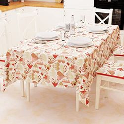 PETTI Artigiani Italienska - Duk, Bordsduk, Bordsduk i Bomull Design Hjärtan Röd X12-sits (140 x 240 cm) 100% Made in Italy