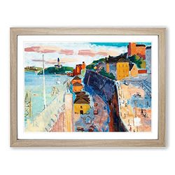 Isaac Grunewald View over Street Classic Painting Framed Wall Art Print, Ready to Hang Picture for Living Room Bedroom Home Office Décor, Oak A4 (34 x 25 cm)