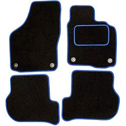 Sakura DD0697BU Tailored Car Mats, Black with Carpet Heelpad - Blue Trim