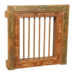 Biscottini Antiek massief houten raam 63,5 x 13,5 x 63,5 cm - decoratieve en functionele houten ramen - vintage houten raam