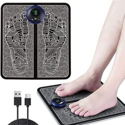 Herzberg EMS, Automatic Electric Foot Massage Mat, Advanced EMS Technology, LED Screen, 8 Massage Modes, 19 Intensity Levels, USB Charging, Auto Shut-off Black