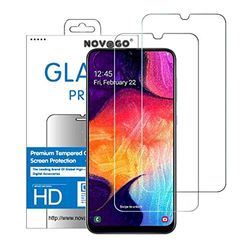 Novago displaybeschermfolie van gehard glas, compatibel met Samsung A50, 2 stuks