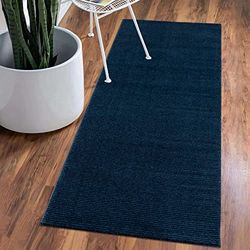 Tappeto tinta unita blu corridoio – passatoia 80 x 300 cm – motivo a righe alte, effetto 3D – tappeto a pelo corto moderno – decorazione casa & Living
