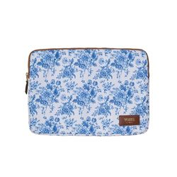 YOKO DESIGN, Funda para Ordenador de 13 y 14 Pulgadas-Lienzo de Jouy para Mujer, Azul, Large