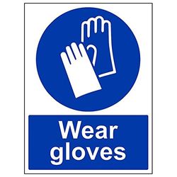 VSafety "Wear Gloves"-skylt, porträtt, (paket med 3), 300mm x 400mm, 3