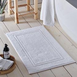 Drift Home White Bath Mat (50 x 80cm) - 100% Sustainable Cotton - Bathroom Mat, Door Mat, Bathroom Accessory, Absorbent Bath Mat - Abode Eco Collection