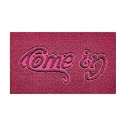 Nicoman Embossed Spaghetti Door Mat Dirt-Trapper Jet-Washable Doormat 70x43cm (Pink, COME-IN) - Use Indoor or Sheltered Outdoor