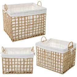 SET 3 CESTOS CUERDA DE PAPEL C/TELA 70%+30% ALGODÓN/POLIÉSTE_44X35X35+40X30X30+36X25X25CM