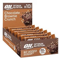 Optimum Nutrition Brownie Crunch, Crispy Protein Bars, No Added Sugars, On The Go, Pre-Workout and Post-Workout Gym Snack for Men and Women, 10 x 65 g