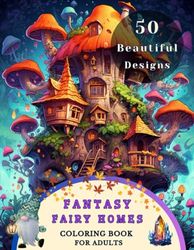 Fantasy Fairy Homes Coloring Book For Adults: Enchanted Houses of Elves, Gnomes, Goblins and Fairies. Stress Relieving Coloring Book For Adults And Children With Fairy Tale Houses And Treehouses