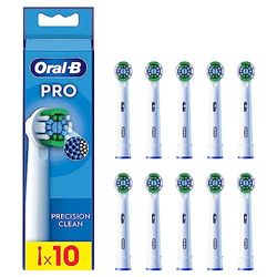 Oral-B Precision Clean Testine Spazzolino Elettrico, Confezione da 10 Testine di Ricambio, 3 Tipi di Setole per una Pulizia Precisa e Sbiancante, Indicatore di Utilizzo della Testina