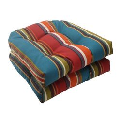 Pillow Perfect 500041 Outdoor Westport Wicker Seat Cushion in Teal - Set of 2 - Turquoise-Green-Brown-Red-Orange