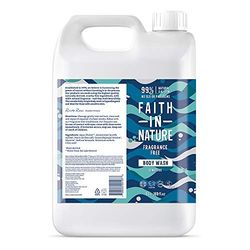 Faith in Nature Naturel Sans Parfum Gel Douche et Bain, Peaux Sensibles, Vegan et Respectueux des Animaux, Sans Paraben et Sans SLS, Recharge 5L