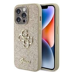 CG Mobile Guess Vaste Glitter Hoesje met Groot 4G Logo voor iPhone 15 Pro Max - Goud