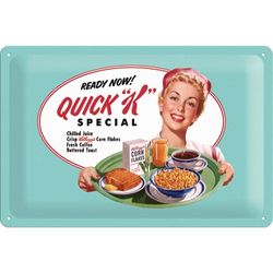 signs-unique Cartaz de chapa retro Kellogg's Quick K menu ideia de presente para a cozinha, metálico, design vintage para decoração de parede, 20 x 30 x 0,2 cm