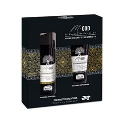 Helan, M Oud, Kit de Afeitado para Hombre con Espuma de Afeitar 50 ml + Bálsamo 20 ml - Set de Afeitado con Aftershave para Hombre Sin Alcohol, Ideas de Regalo para Hombre - Made in Italy