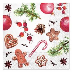 Homéa, Set de 20 Serviettes en Papier 3 Plis 33 x 33 cm Friandises