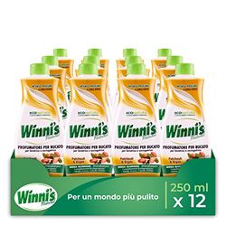 Winni's - Perfumador de colada hipoalergénico para lavadora y secadora, fragancia pachulí y argán, con materias primas de origen vegetal y orgánico, 250 ml x 12 paquetes