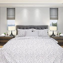HOMEMANIA Completo Letto Mandy - Matrimoniale - con Lenzuolo con Angoli, Lenzuolo, Federa - Bianco, Viola in Cotone, 240 x 280 cm