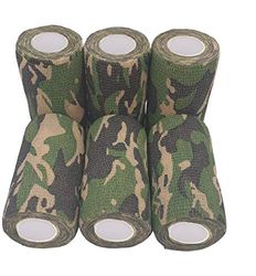 PintoMed - Venda Cohesiva - 6 x CAMUFLAJE VERDE - 6 rollos x 10 cm x 4,5 m estirado - Vendaje autoadhesiva elástica y flexible, Cinta adhesiva, Vet Wrap, Tape, Primeros auxílios y lesiones