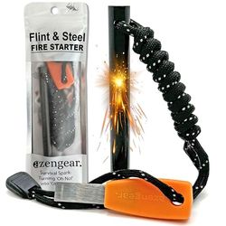 Camping vuursteen en staal vuurstarter, 10x100mm (0.4x4in) Ferro Staaf, HSS Striker, Paracord, Waterdichte Outdoor Survival Kit aZengear
