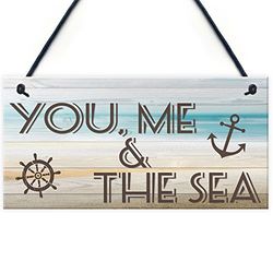 RED OCEAN You Me & Sea Nautical Seaside Marine Themed Gift Hanging Plaque Bathroom Bedroom Door Sign