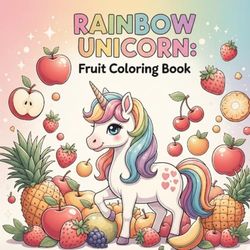 Rainbow Unicorn：Fruit: Coloring Book