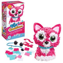 Party town Kitty Décorez votre chat en peluche, peluche chat, travaux manuels pour filles de 5 ans ou plus, jouets pour filles, cadeau fille 5 ans, rose et blanc