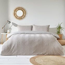 The Linen Yard Chevron Tuft enkelt påslakanset, bomull, sten