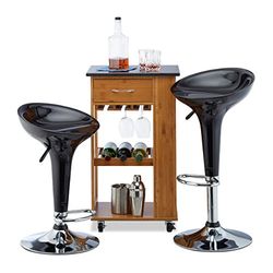 Tabouret de bar hauteur réglable pivotant lot de 2 chaises comptoir 120 kg HxlxP: 88 x 44 x 40 cm, noir