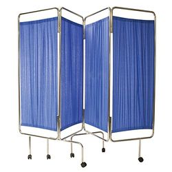 RELIANCE MEDICAL 7552 Code Red Blue Medical Screen for Patient Privacy, Stainless Steel Frame, Four-Fold Curtained Design with Plastic Wheels, Flame-Retardant Panels. Easy to Move Anywhere