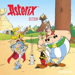 N NEUMANNVERLAGE - Calendario da parete Asterix 2025, 30 x 30 cm, con divertenti illustrazioni Asterix, festività internazionali e fasi lunari, molto spazio per appunti