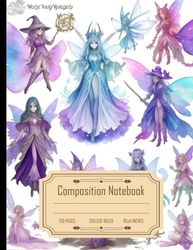 Composition Notebook College Ruled: Watercolor Fantasy Graphics Bundle 2, Ideal for Magic Fairy, Wizard, and Witch Enthusiasts, Size 8.5x11 Inches, 120 Pages