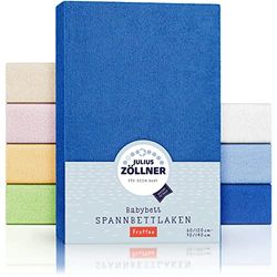 Julius Zöllner 8300113300 Badstof hoeslaken voor baby- en kinderbed, 60x120cm tot 70x140cm, blauw