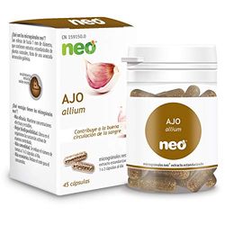 NEO | Fitogranulos de alho 45 cápsulas naturais, extrato de lâmpada de alho de 100 mg | Para ajudar a purificar o sangue | livre de alérgenos e GM, Tomar de 1 a 2 cápsulas por dia, libertação rápida