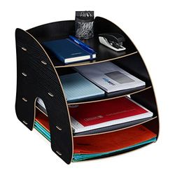 Relaxdays Filing Cabinet, 4 Compartments, Letter Tray, Office Document Organiser, A4 Format, 27 x 25.5 x 34.5 cm, Black