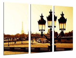 Fotografische foto landschap sepia stad Parijs Eiffeltoren Franse lantaarn totale grootte 97 x 62 cm XXL