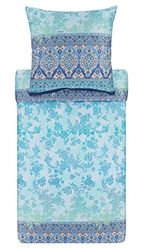 Bassetti AGRIGENTO bed linen + 2 pillowcases made of 100% cotton sateen in the color blue B1, dimensions: 200x200 + 2 K 80x80 cm - 9321871