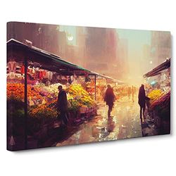 The Flower Market Vol.2 Canvas Wall Art Print Ready to Hang, Framed Picture for Living Room Bedroom Home Office Décor, 30x20 Inch (76x50 cm)