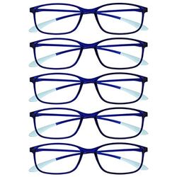 OPULIZE Ice 5 Pacco Super Leggero Occhiali Da Lettura Cristallo Blu Donna Uomo RRRRR61-3 +2,50