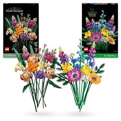 LEGO Icons Bundle Bouquet di Fiori: Include Bouquet di Fiori (10280) e Bouquet Fiori Selvatici (10313), Set Collezione Botanica con Piante Artificiali da Costruire, Artigianato Fai da Te per Adulti