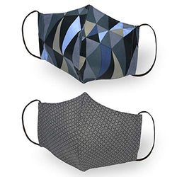Kanguru Green Mask/Masque Faciale set de 2 pièces 100% coton, 2 couches, lavable, réutilisable Adulte Homme, blue