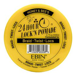 EBIN NEW YORK LOCK'N POMADE Braid Formula, Honey & Bee’s, 2.7 Oz | Great for Braiding, Twisting, Edges, No Residue, No Flaking, Extreme Firm Hold, High Shine, Honey Scented