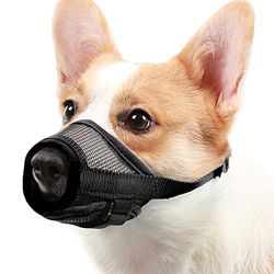Mayerzon Bozal para Perro con Correa Ajustable para Evitar mordeduras y ladridos feroces, bozales Transpirables de Malla de Aire para Perros pequeños, medianos y Grandes