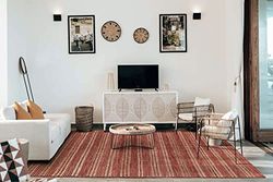HAMID - Tapis en Jute de Laine Olivia, Tapis en Laine et Jute Tissé à la Main pour Salon, Chambre, Salon, Couleur Rouge Naturelle, (200x290cm)
