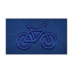 Nicoman Embossed Spaghetti Door Mat Dirt-Trapper Jet-Washable Doormat 70x43cm (Blue, BIKE Shape) - Use on Carpet ONLY