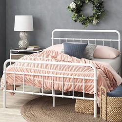 Zinus Florence 140 x 190 cm, altezza 30 cm, letto matrimoniale, telaio in metallo con testiera e pediera, colore: bianco