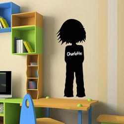 Ambiance Sticker Svart skiffer – självhäftande väggklistermärken – liten flicka silhuett – H 100 x L 40 cm