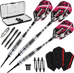 Viper Grim Reaper 80% Tungsten Soft Tip Darts with Storage/Travel Case, Medium Knurling, 16 Grams